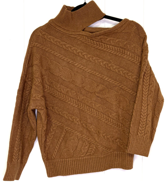 Cold Shoulder Cable Knit Sweater