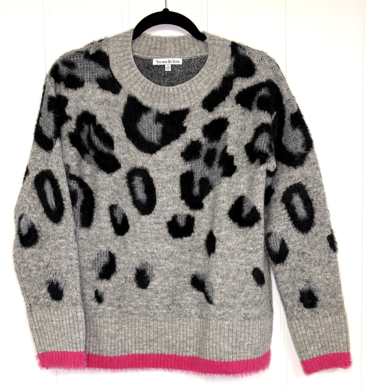 Furry Leopard Print Sweater