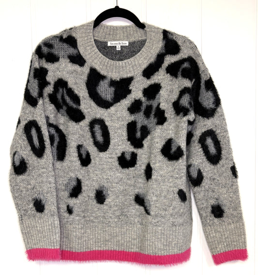 Furry Leopard Print Sweater