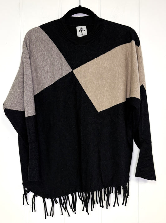Color Block Fringe Sweater