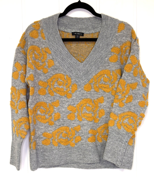 Tribal V-Neck Rose Sweater