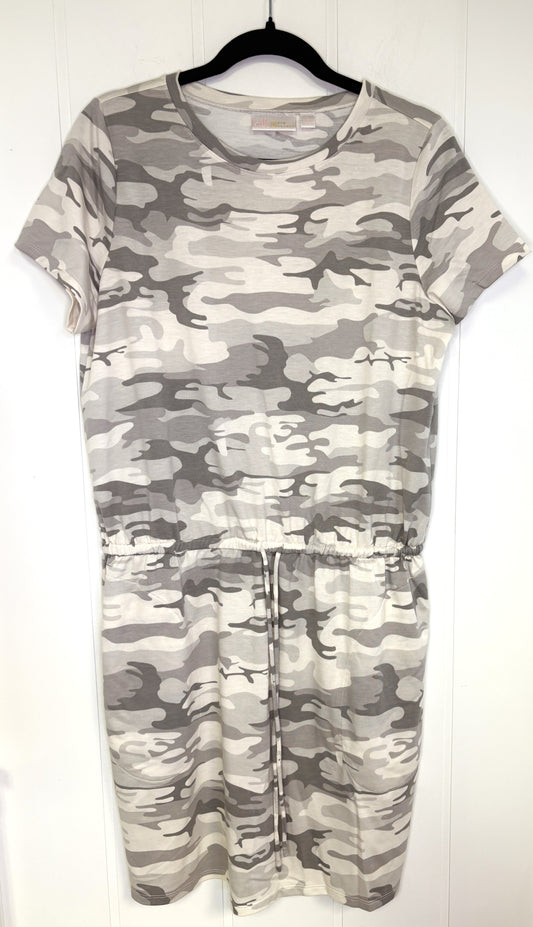 Camo Knit Dress w/Waist Tie