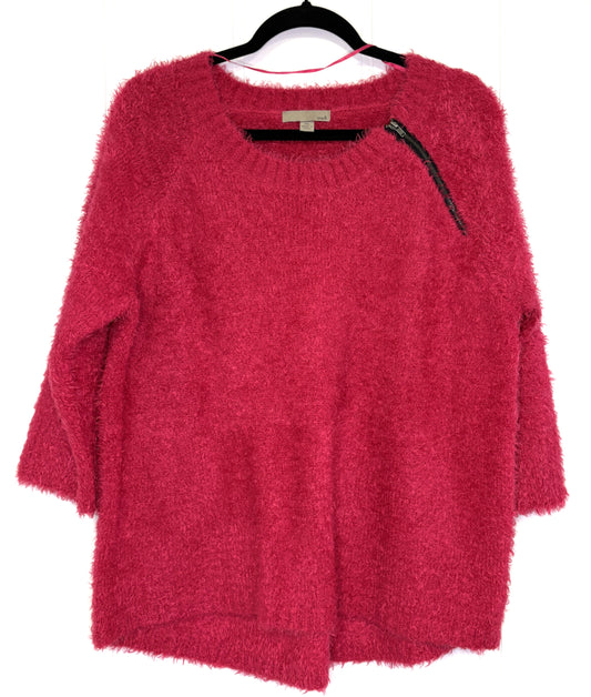 Soft Furry Sleeve Zip Sweater