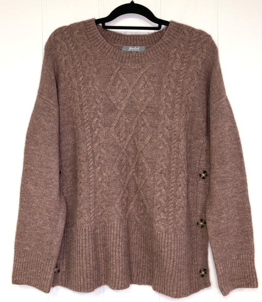 Cable Knit Sweater w/Side Buttons