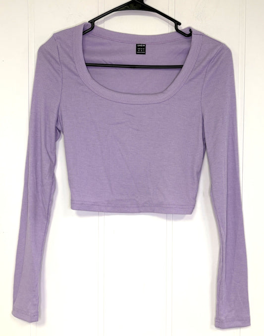 Swoop Neck LS Crop Top