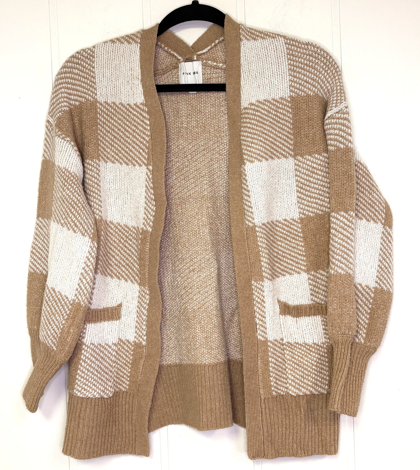 Pink Rose Checkered Cardigan