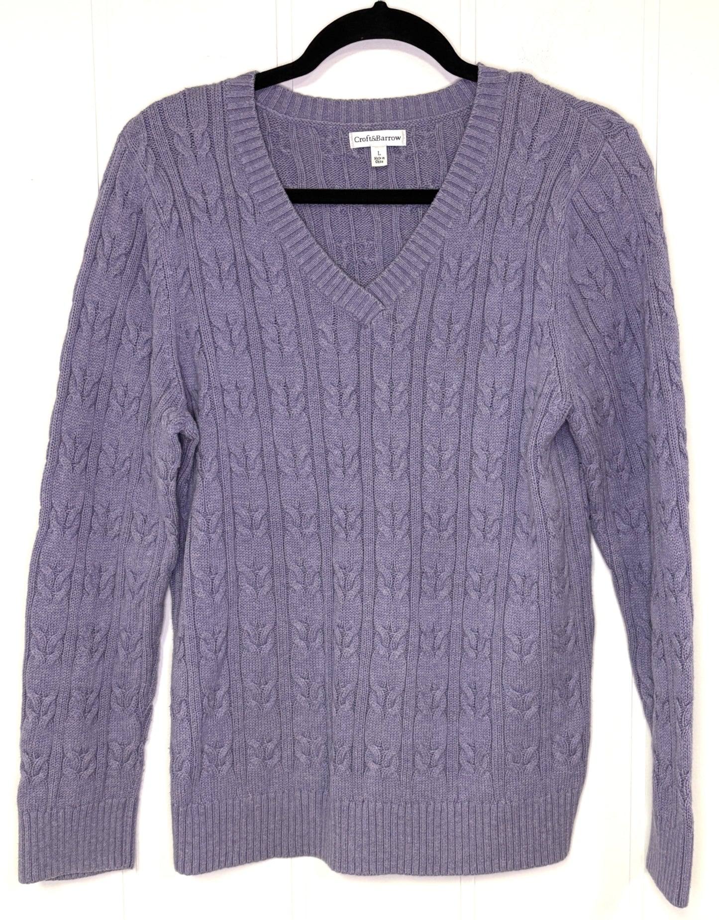 V-Cut Cable Knit Sweater