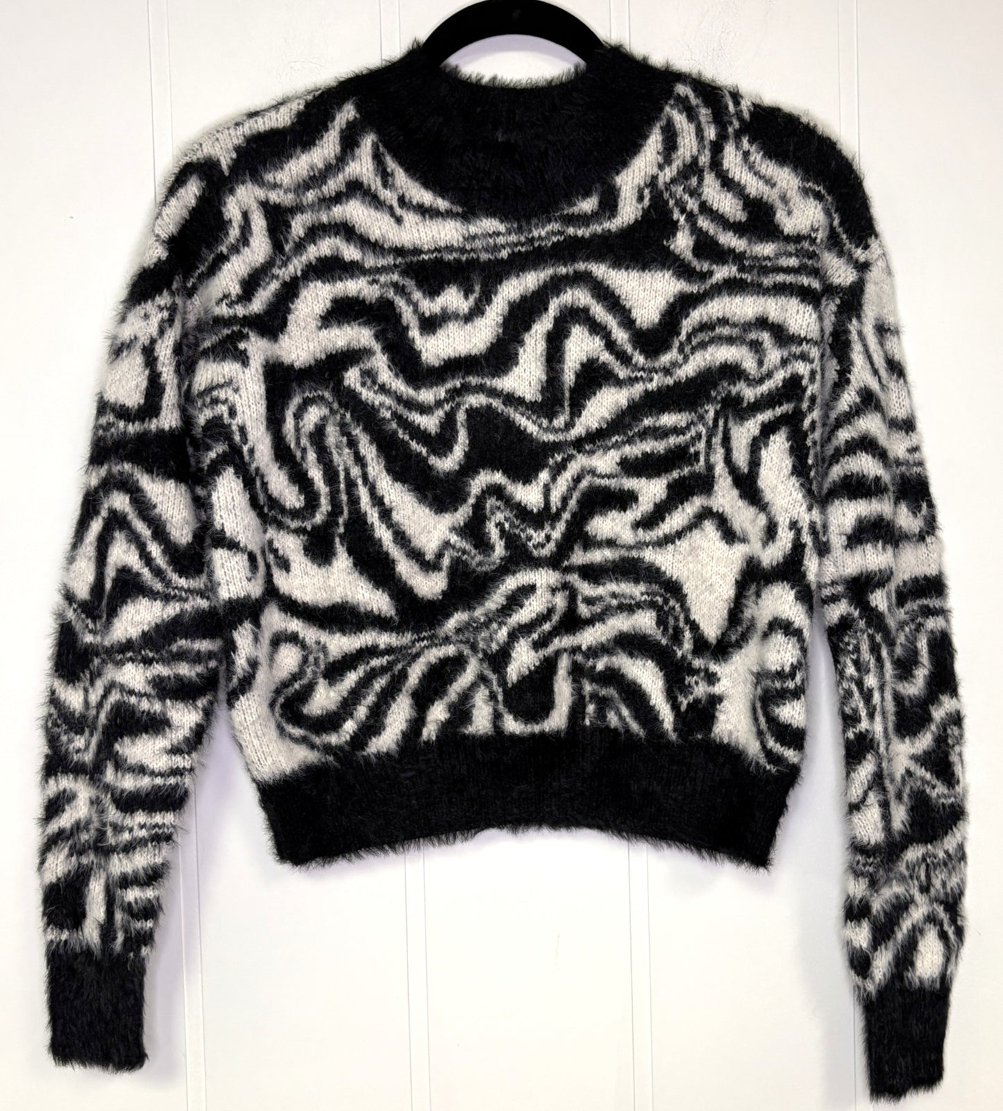 Fuzzy Zebra Print Sweater
