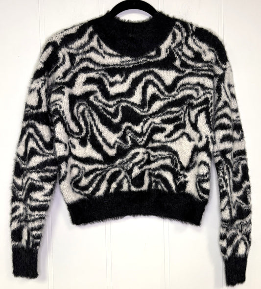 Fuzzy Zebra Print Sweater