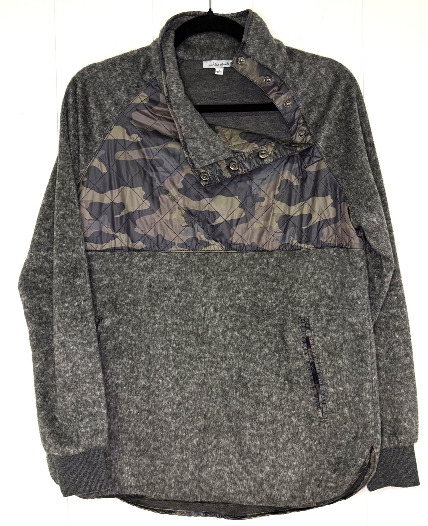 White Birch Snap-Neck Camo Sweater