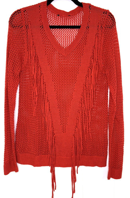 Crochet Sweater w/Fringe Detail