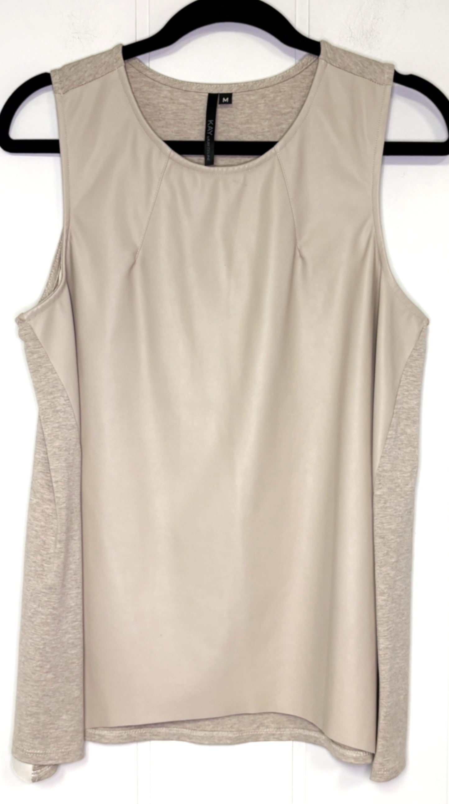Split Knit-Pleather Tank Top