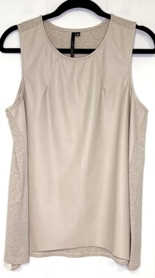 Split Knit-Pleather Tank Top