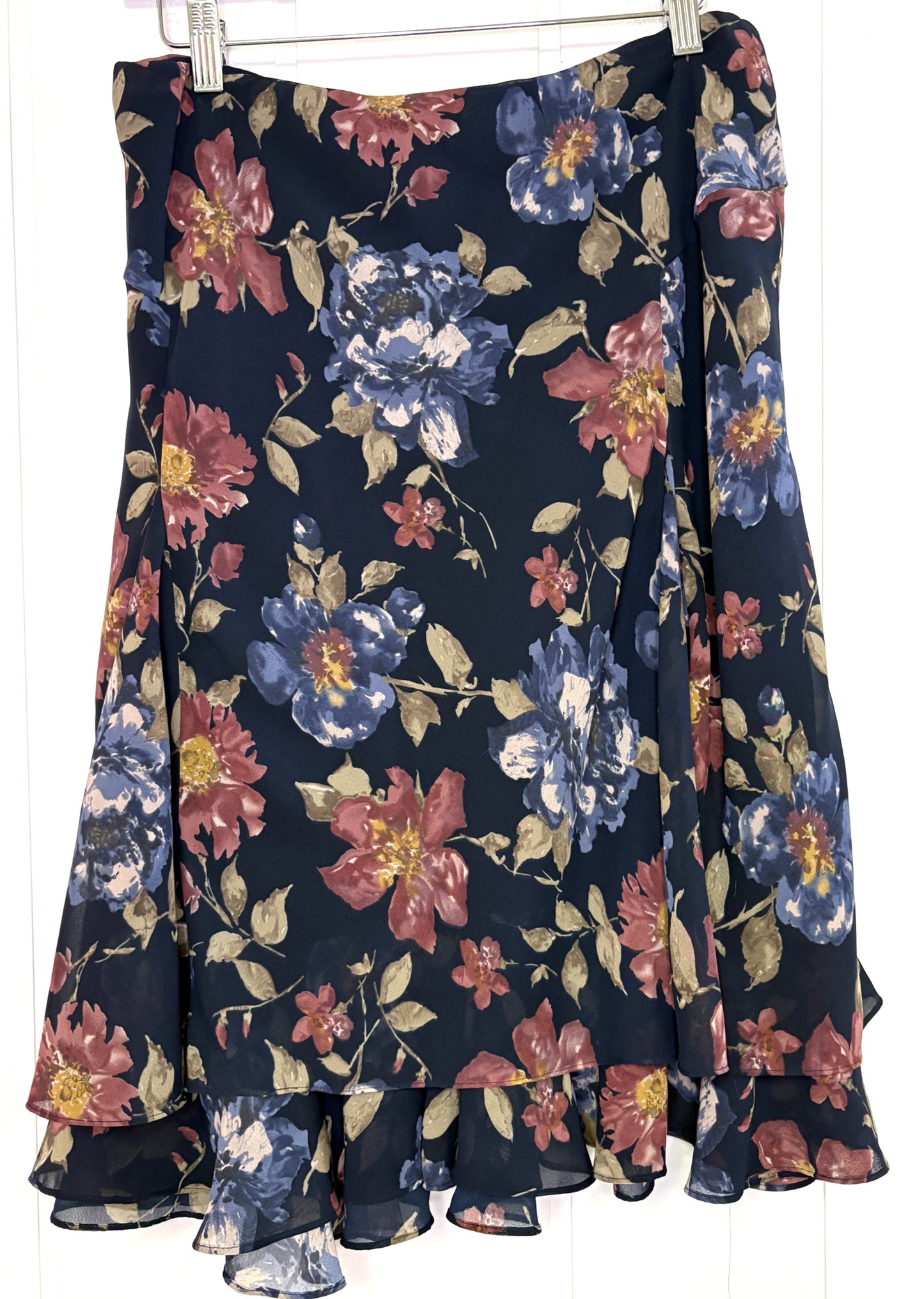 Chaps Floral Ruffle Skirt