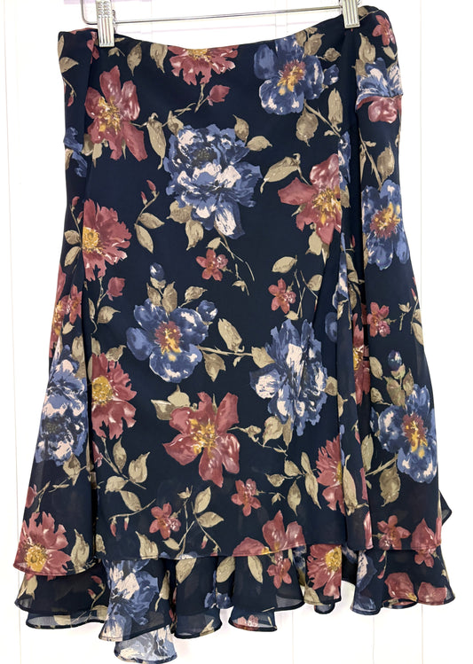 Chaps Floral Ruffle Skirt