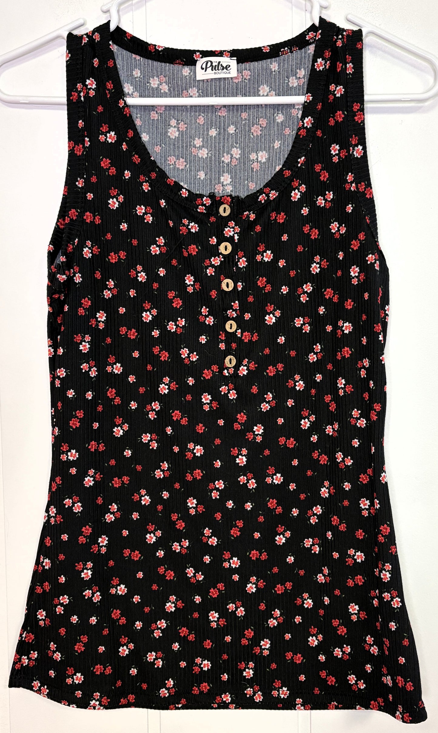 Floral Button Tank Top