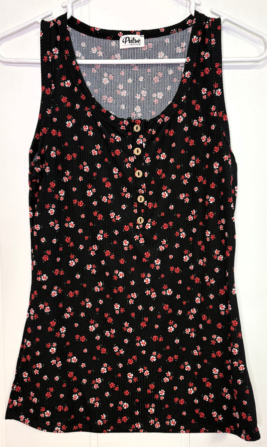 Floral Button Tank Top