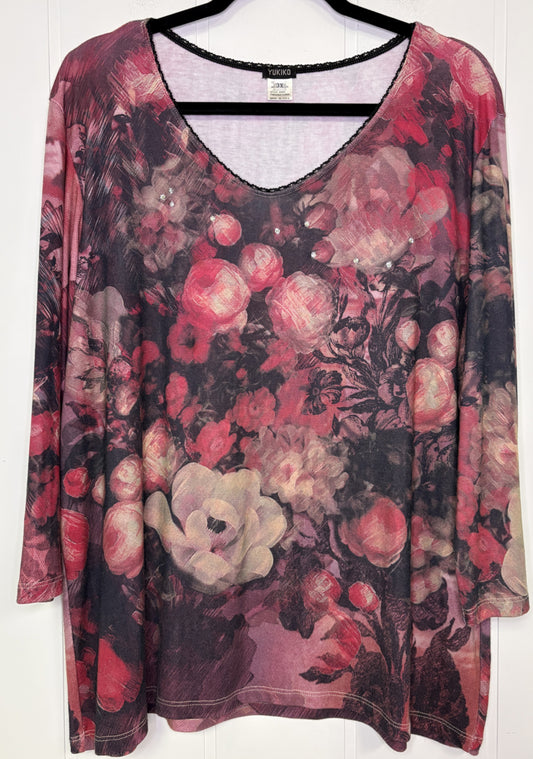 Bedazzled Floral Knit Top