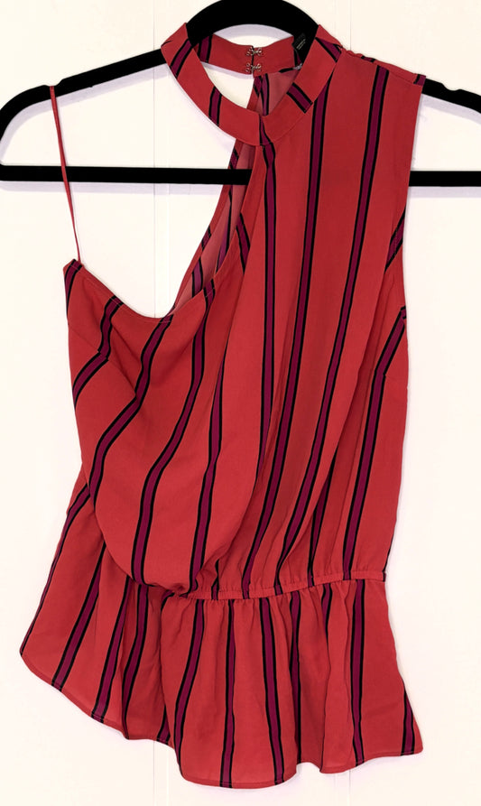 One-Shoulder Stripe 'Choker' Top
