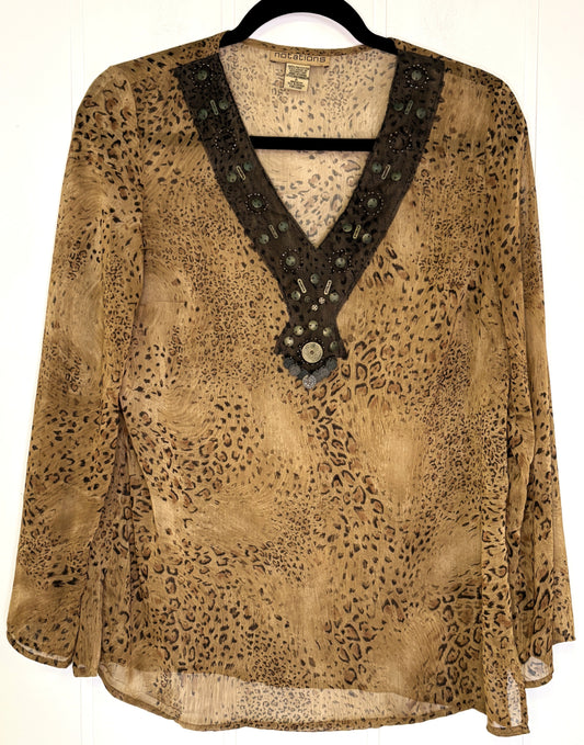 Leopard Print Top w/Bead Detail