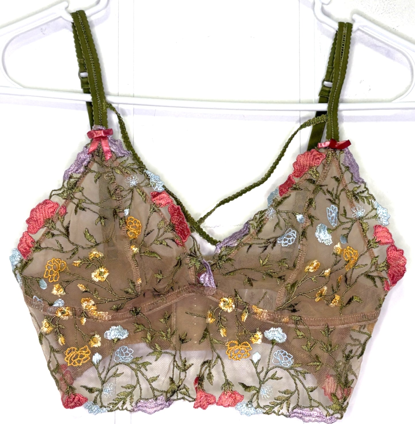 Floral Embroidered Mesh Bralette