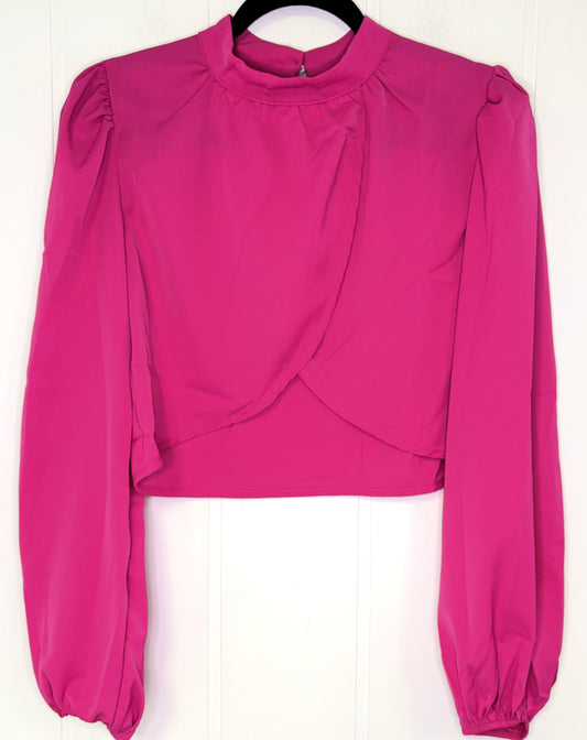 Crop Blouse w/Balloon Sleeves
