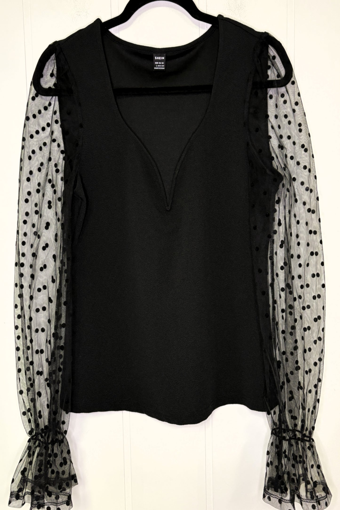 Dotted Mesh Sleeve Top