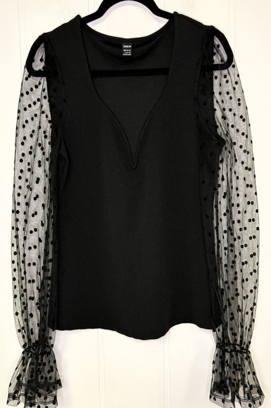 Dotted Mesh Sleeve Top
