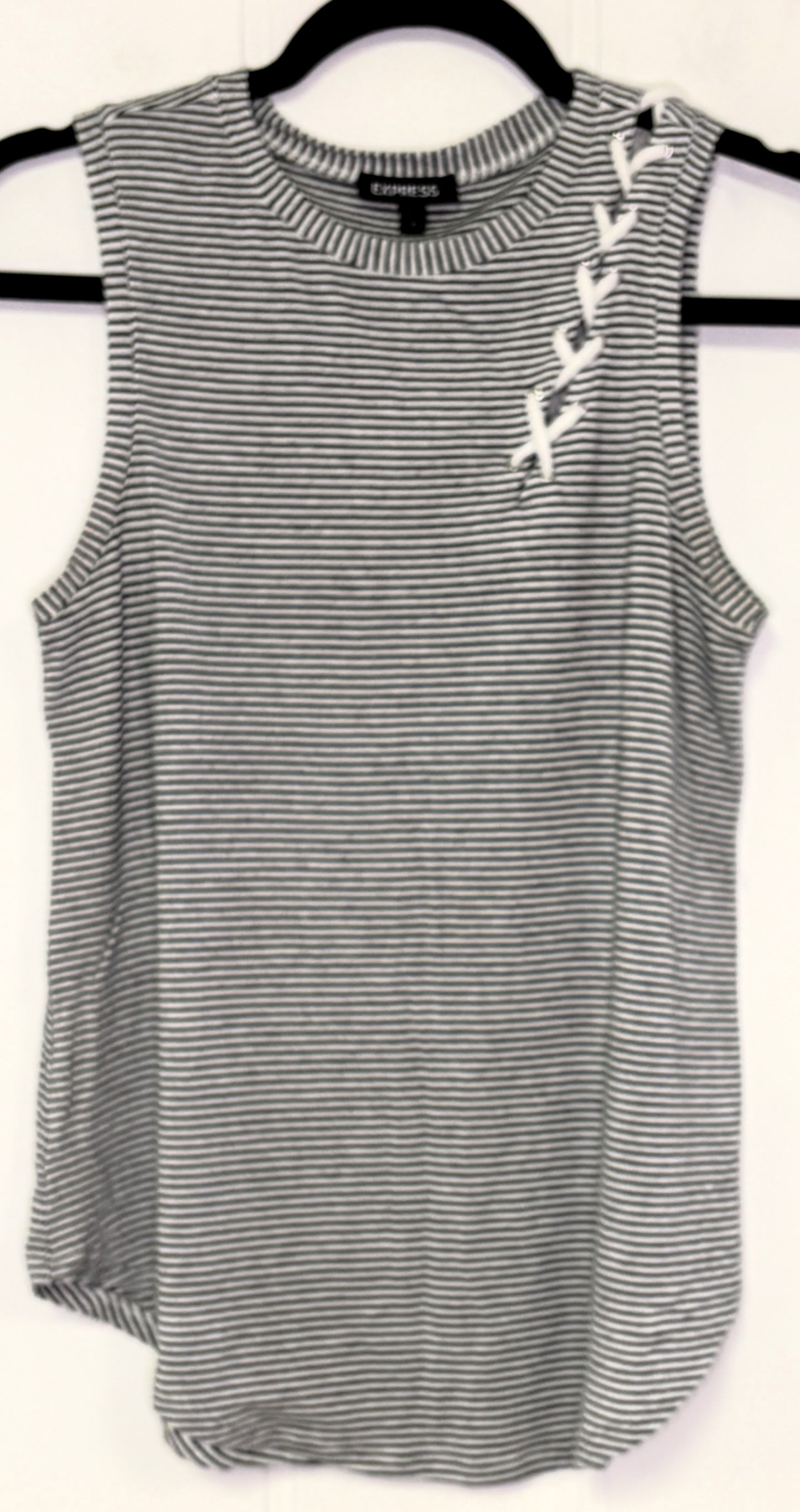 Stripe Lace-up Shoulder Top