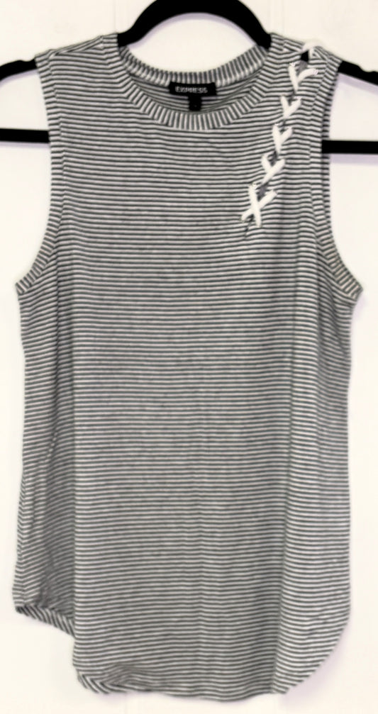 Stripe Lace-up Shoulder Top