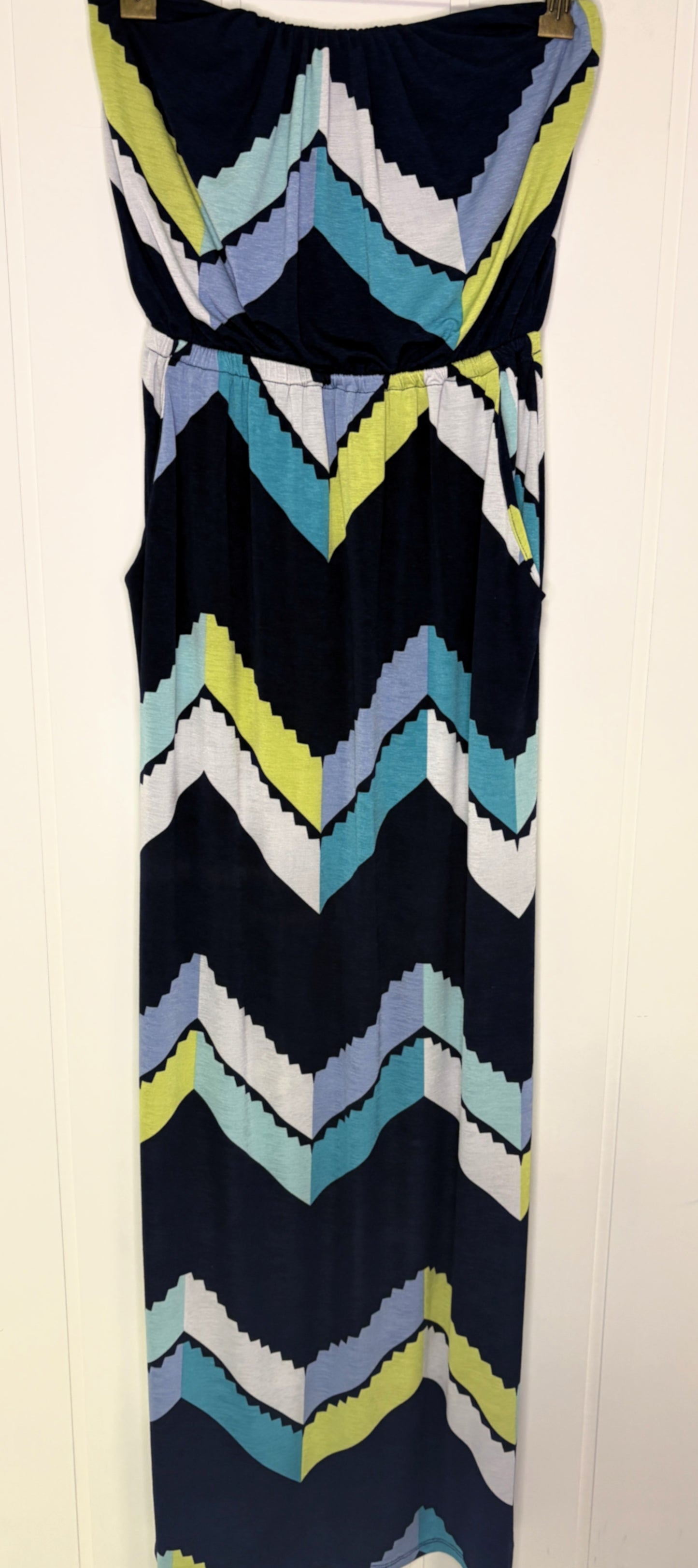 Strapless Chevron Maxi Dress