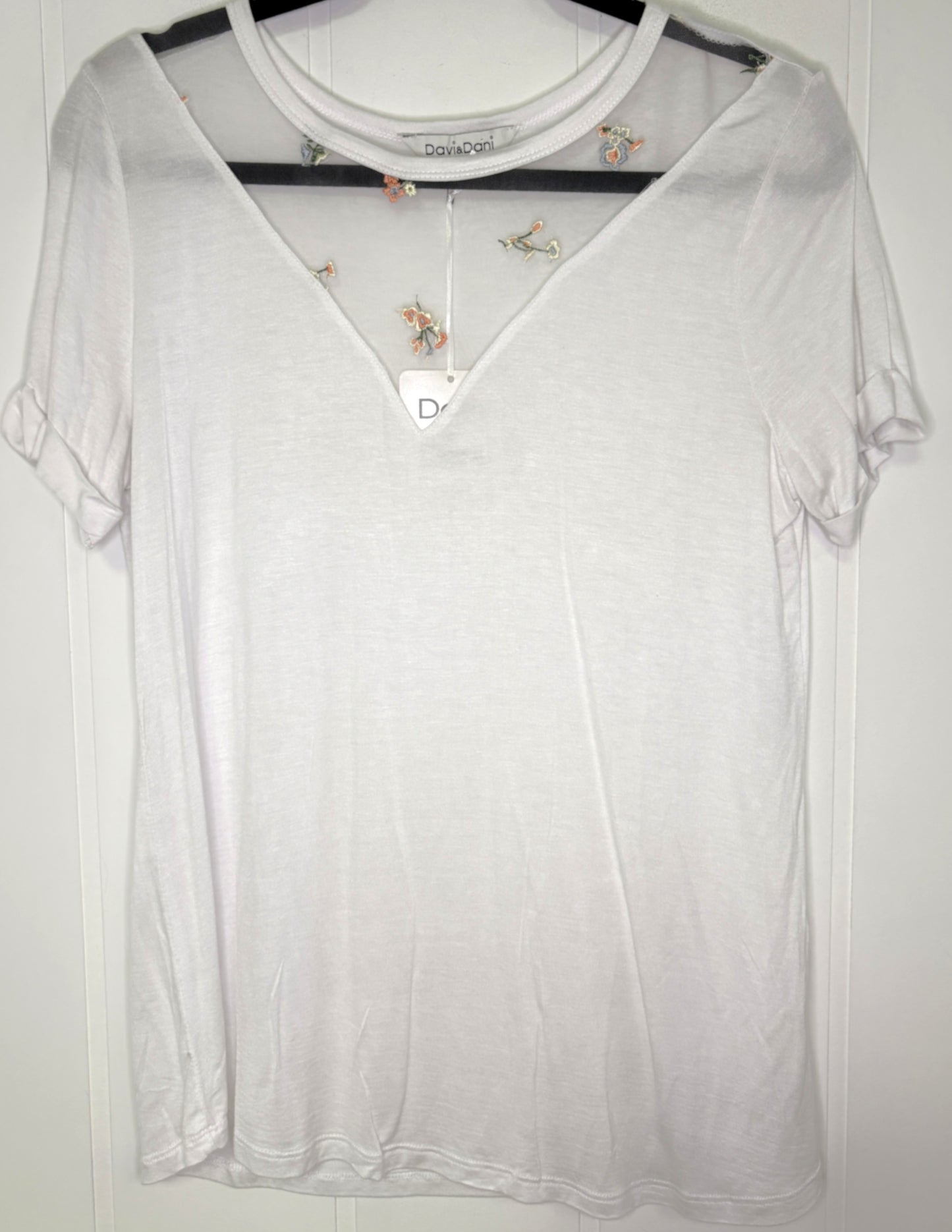 V-Mesh Cut Floral Tee