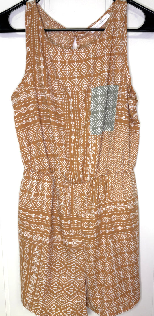 Geo Print Romper w/Pocket