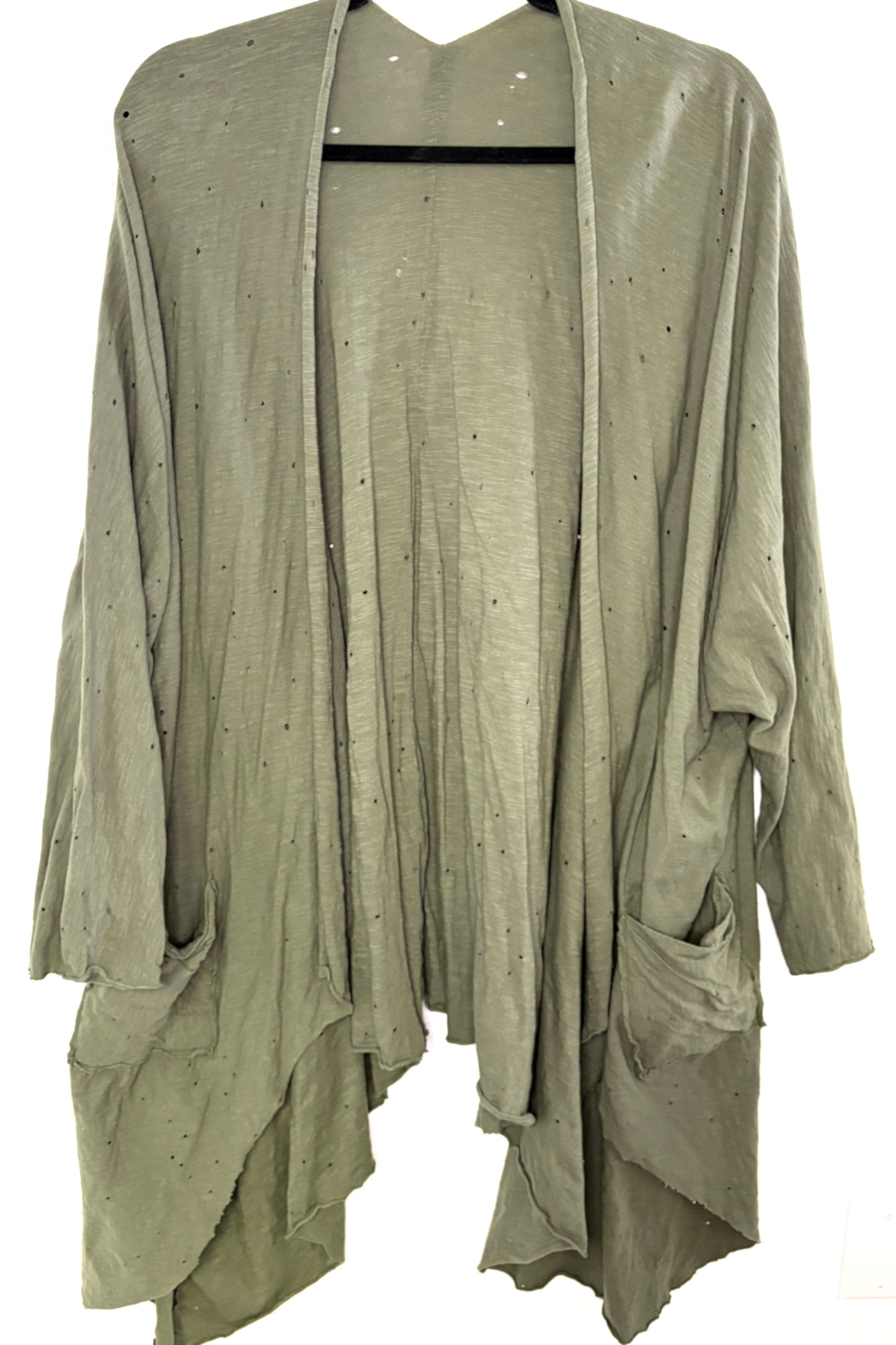 Open-front Distressed Cardigan