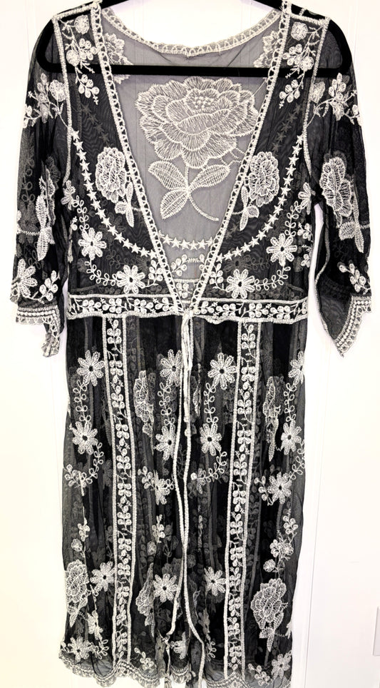 Floral Embroidered Swim Cover