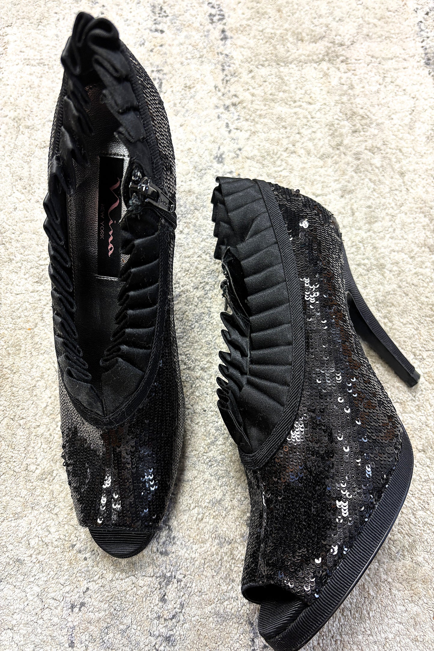 Nina Sequin Ruffle Heels