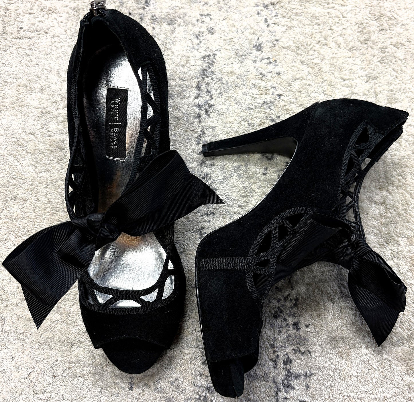 WHBM Suede Bowtie Heels