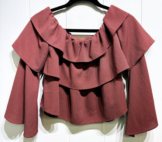 Ruffle Tiered Off-Shoulder Blouse