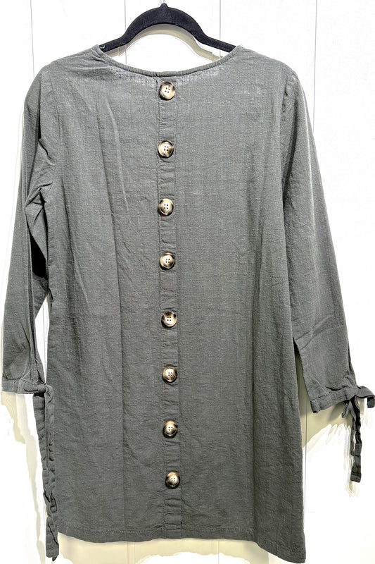 Linen Dress w/Button Back