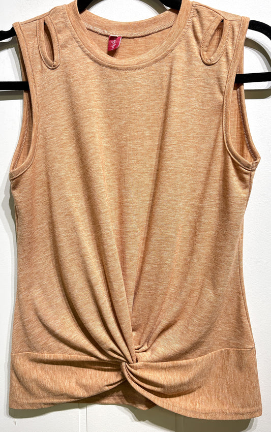 Knit Tank w/Twist & Cutout Detail