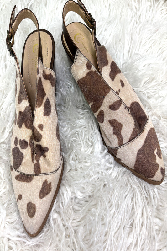 Faux Cow-print Slingback Heel