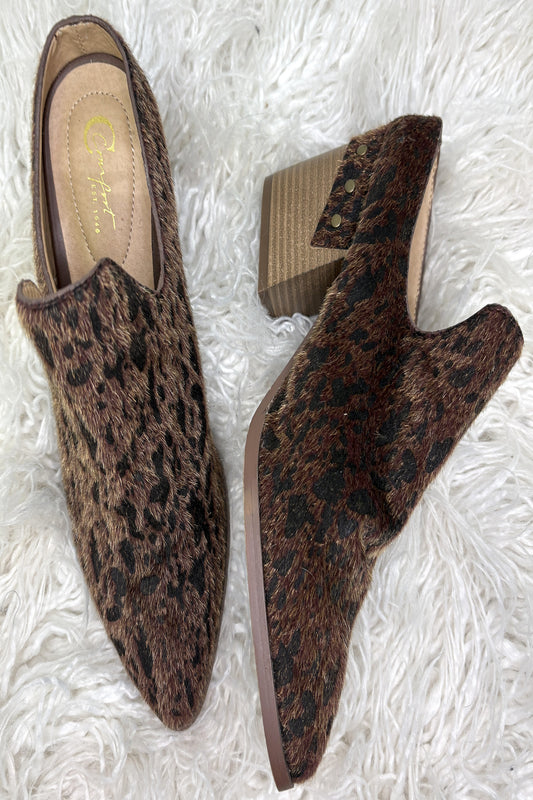Faux Animal Fur Heel Clogs
