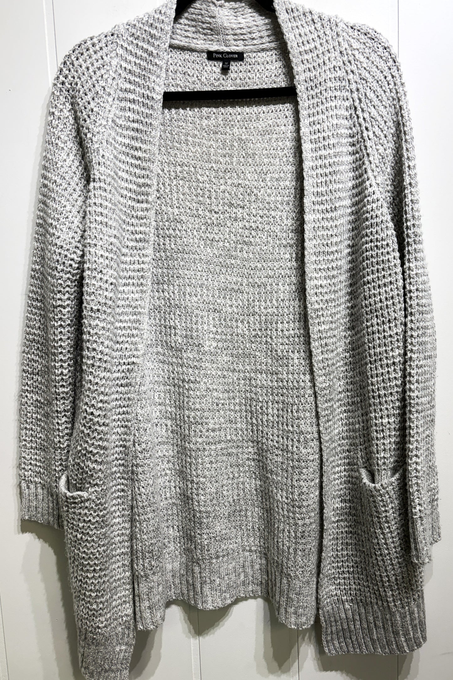 Pink Clover Waffle Knit Cardigan