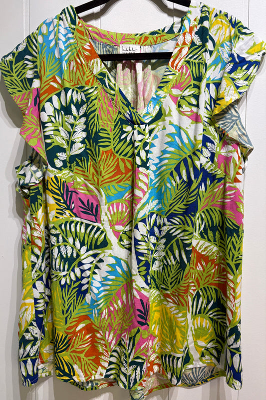 Nicole Miller Leaf Print Blouse