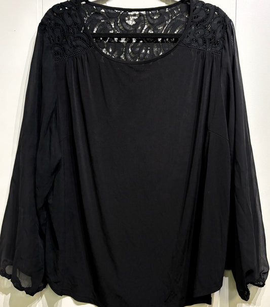 Roz & Ali Mesh Sleeve Blouse