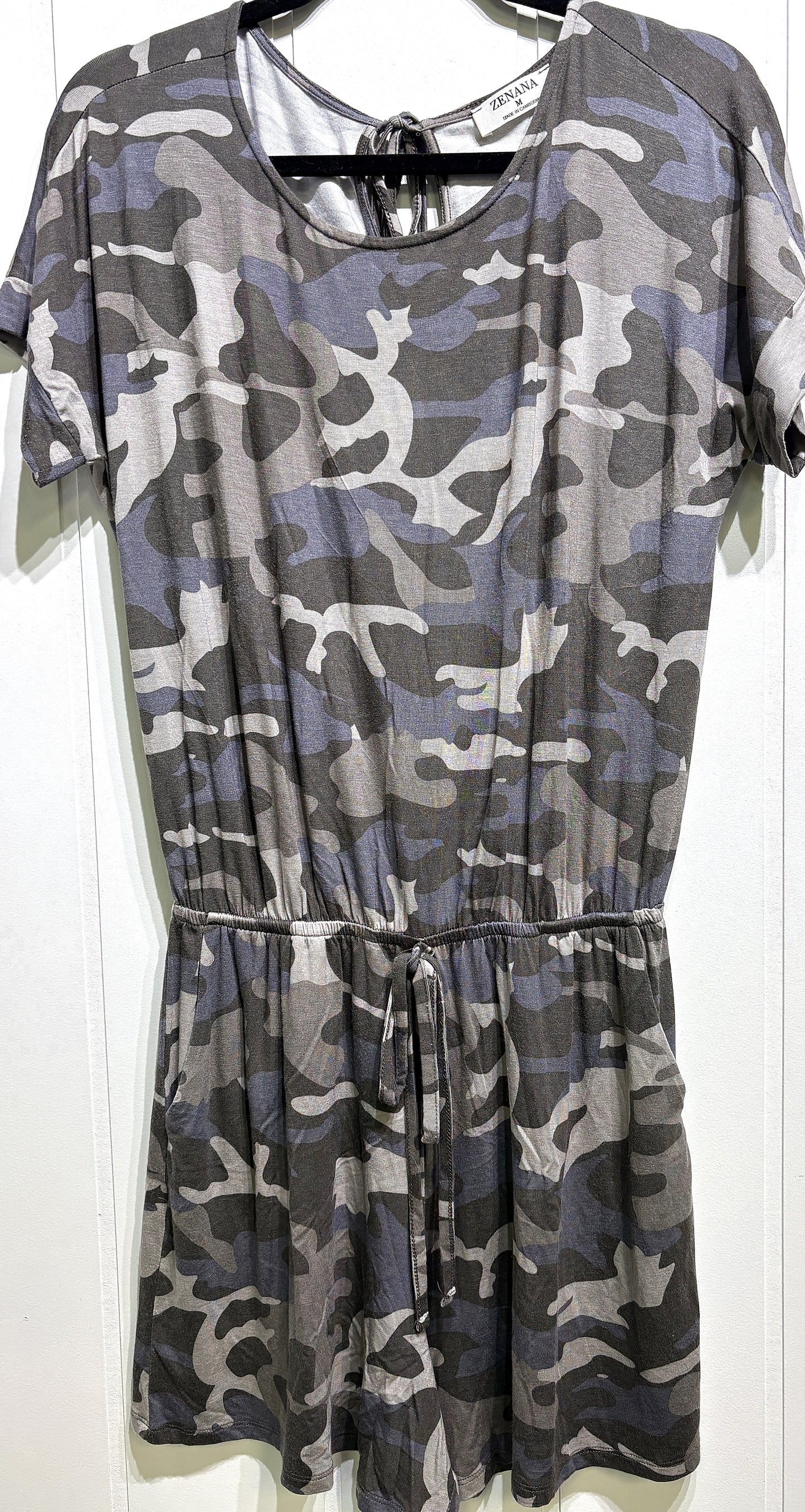 Zenana Knit Camo Romper