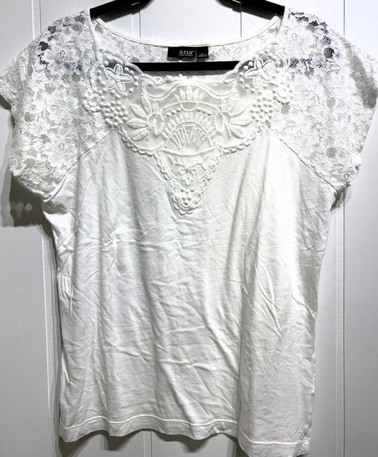 A.n.a Floral Lace Knit Top