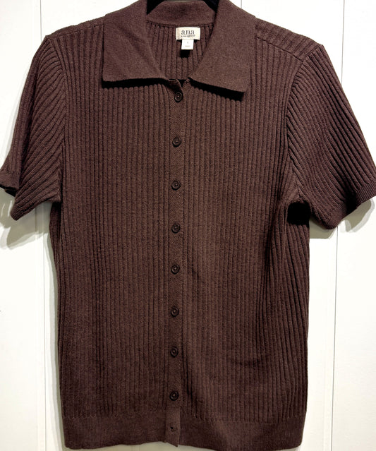 A.n.a Ribbed Knit Polo Shirt