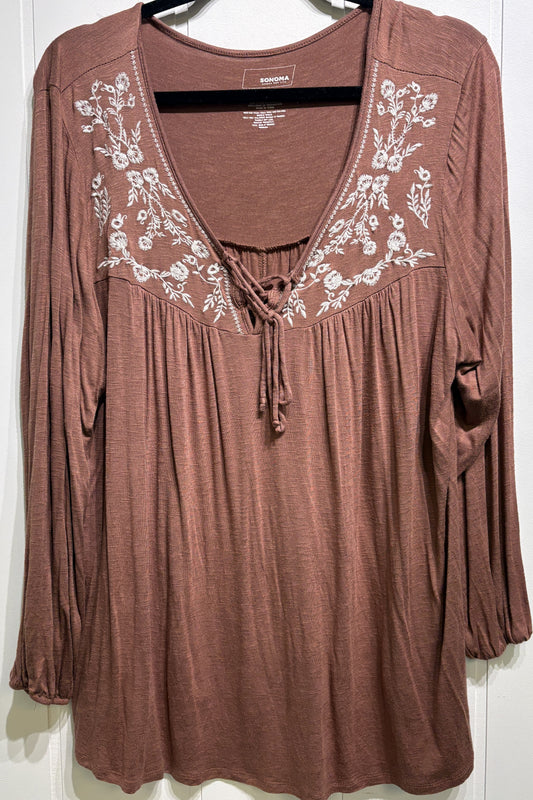 Sonoma Embroidered LS Top