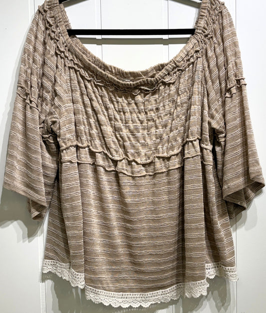 Off-Shoulder Lace Hem Top